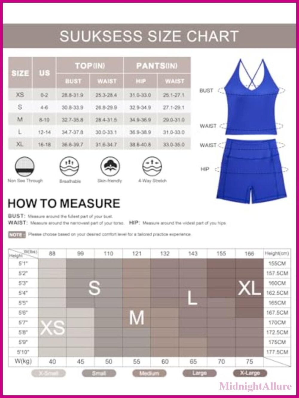 2 Piece Workout Set Padded Tank Top Tummy Control Leggings - Picture 5 of 6